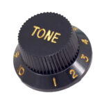 Elektro Gitar Potans Düğme Başlığı Pot Düğmesi Ton + Ses 3'lü Siyah/Altın - Görsel 3