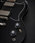 Elektro Gitar Potans Düğme Başlığı 2 Adet Ton ve Ses Pot Düğmesi Kuru Kafa Siyah/Beyaz - Görsel 6