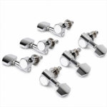 Elektro ve Akustik Gitar 6'lı Akort Burgusu Seti Oval Metal Krom (3L + 3R)