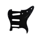 Stratocaster ST Kasa Elektro Gitar Pickguard 3 Katmanlı 11 Delikli Düz Siyah - Görsel 7