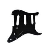 Stratocaster ST Kasa Elektro Gitar Pickguard 3 Katmanlı 11 Delikli Düz Siyah - Görsel 6