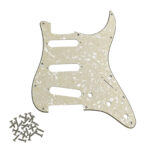 Stratocaster ST Kasa Elektro Gitar Pickguard 3 Katmanlı 11 Delikli Beyaz Krem Desenli